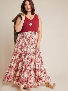 the kallie flowy maxi dress printed edition Anthropologie The Kallie Flowy Maxi Dress: Printed Edition - Blue